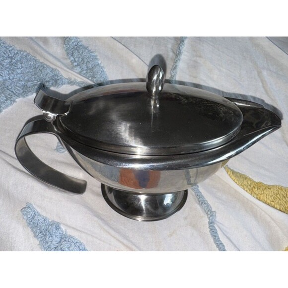OGGI GRAVY BOAT SERVER 18/8 STAINLESS STEEL DOUBLE WALL - Picture 1 of 4
